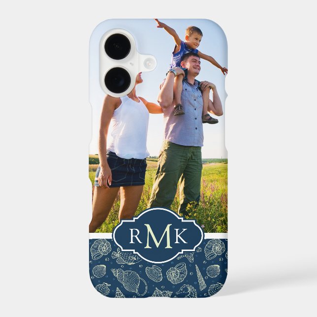 Ocean Inhabitants Pattern| Your Photo & Monogram (Back)