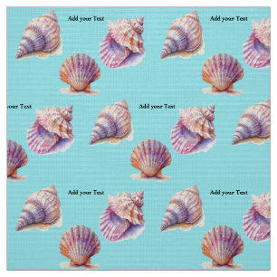 Ocean Inpired Theme Watercolor Shells Fabric