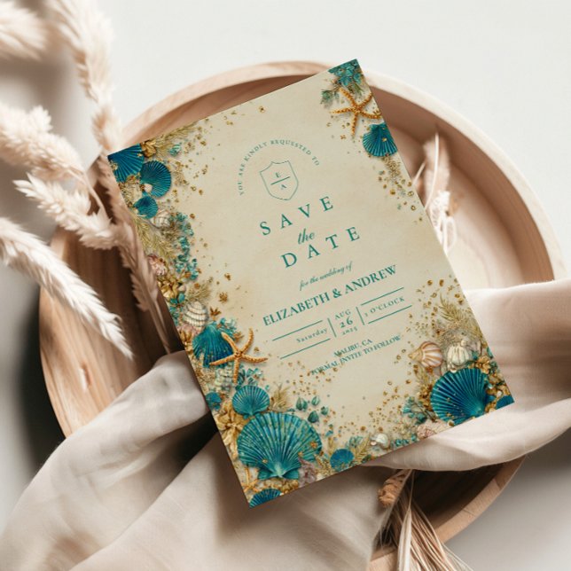 Ocean Inspired Seashell Wedding Save The Date (Creator Uploaded)
