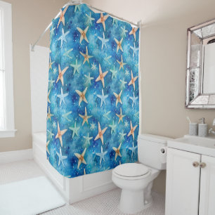 Ocean-Inspired Starfish & Seashells Blue Coastal