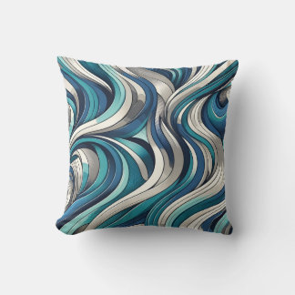 Ocean-Inspired Wave Pattern Throw Pillow