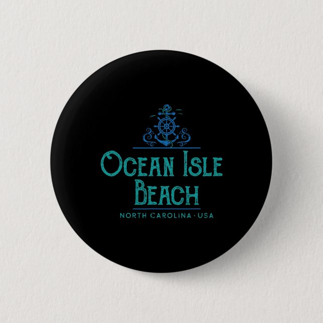 Ocean Isle Beach North Carolina Nautical Design  2 Inch Round Button (Front)