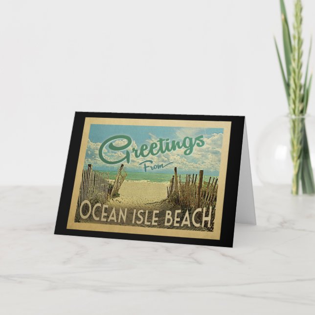 Ocean Isle Beach Vintage Travel Card (Front)