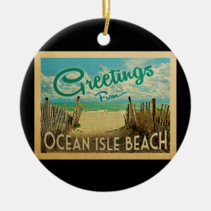 Ocean Isle Beach Vintage Travel Ceramic Ornament