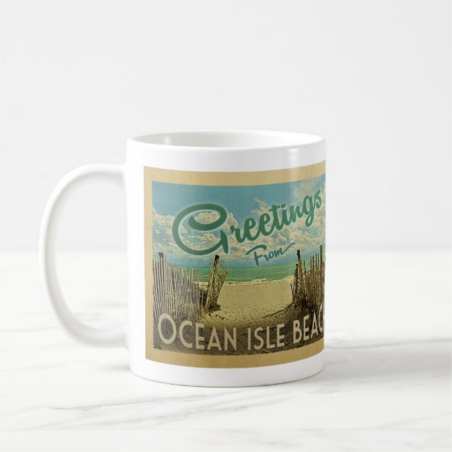 Ocean Isle Beach Vintage Travel Coffee Mug (Left)