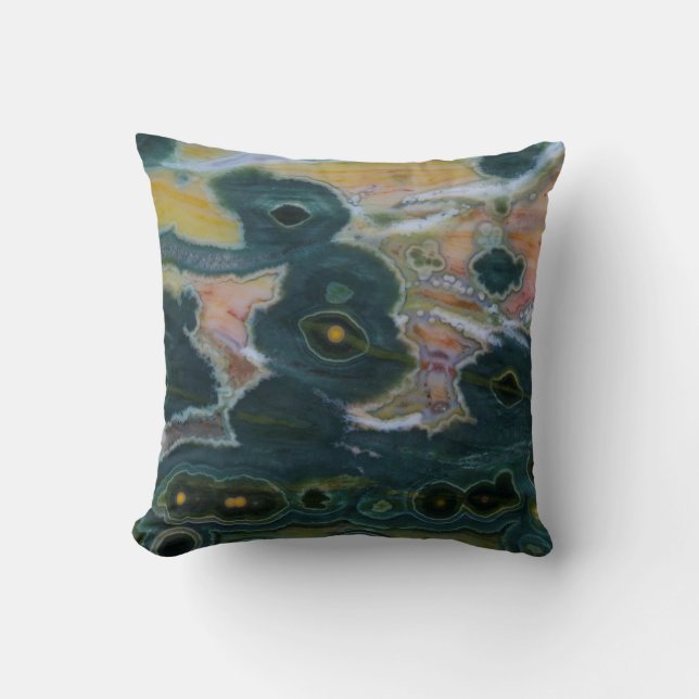 Ocean Jasper Slab Throw Pillow (Front)