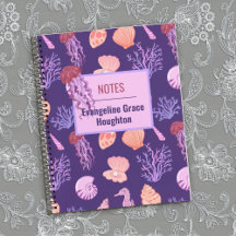 Ocean jellyfish and shells purple