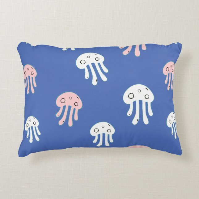 Ocean Jellyfish Deep Blue Serenity ✨ Accent Pillow (Front)