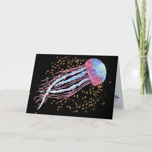 Ocean Jellyfish Sparkle Birthday Card (Front)
