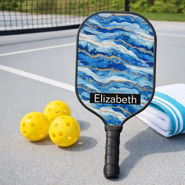 Ocean Jewelled Agate Personalized Pickleball Paddle (Creator Uploaded)