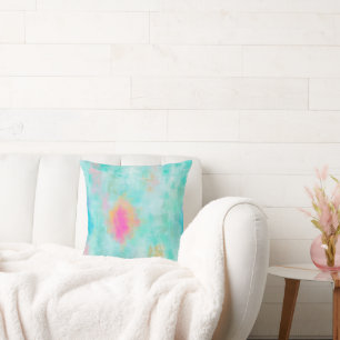 Ocean Joyride -  Blue Turquoise Abstract Art Throw Pillow
