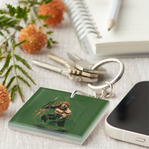 Ocean King Trident Warrior Dynamic Comic Art Keychain