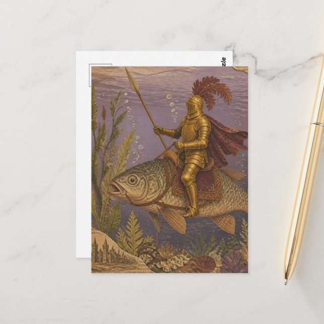 Ocean Knight Fantasy Postcard (Front/Back In Situ)