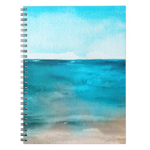 Ocean landscape. Beautiful watercolor hand paintin Notebook