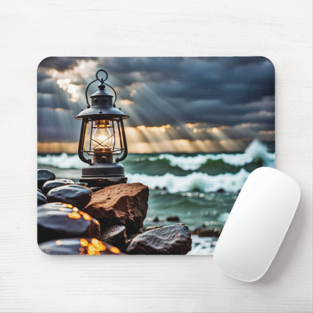 Ocean Lantern In Storm Mouse Pad (With Mouse)