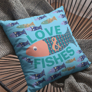 Ocean life, beach house, fish lover throw pillow