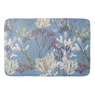 Ocean Life Blue Corals Bath Mat