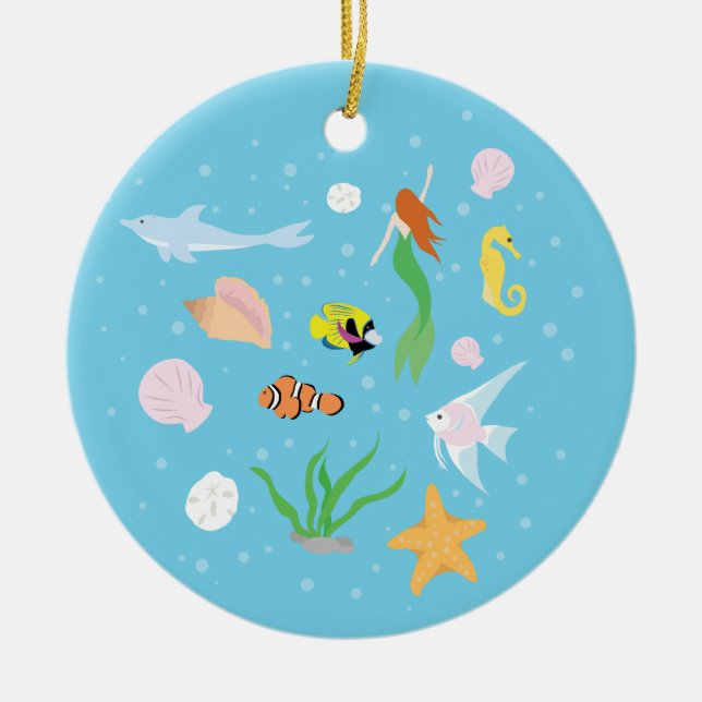 Ocean Life Ceramic Ornament (Front)