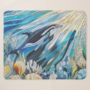Ocean Life - Digital Art Mosaic Sherpa Blanket