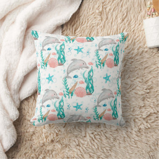 Ocean Life Dolphin Throw Pillow