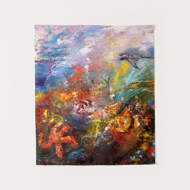 Ocean Life Impressionist Oil Painting  Tapestry (Front)