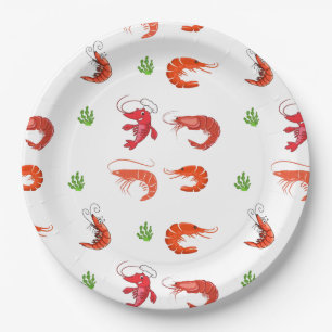 Ocean Life Red Shrimp Paper Plate