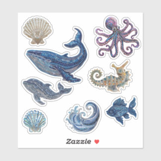 Ocean Life Sparkling Diamond Art Sticker Sheet