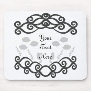 Ocean Life with a Decorative Fish Frame Mouse Pad