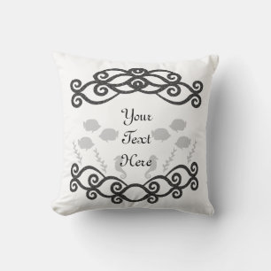Ocean Life with a Decorative Fish Frame Throw Pillow