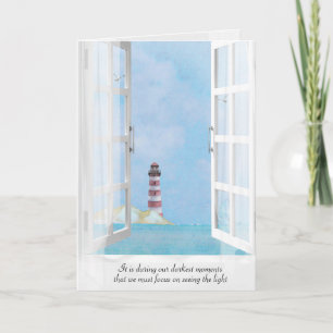 ocean lighthouse in window sympathy card