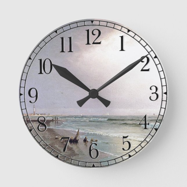 Ocean Lighthouse Waves Beach Shore Wall Clock (Front)