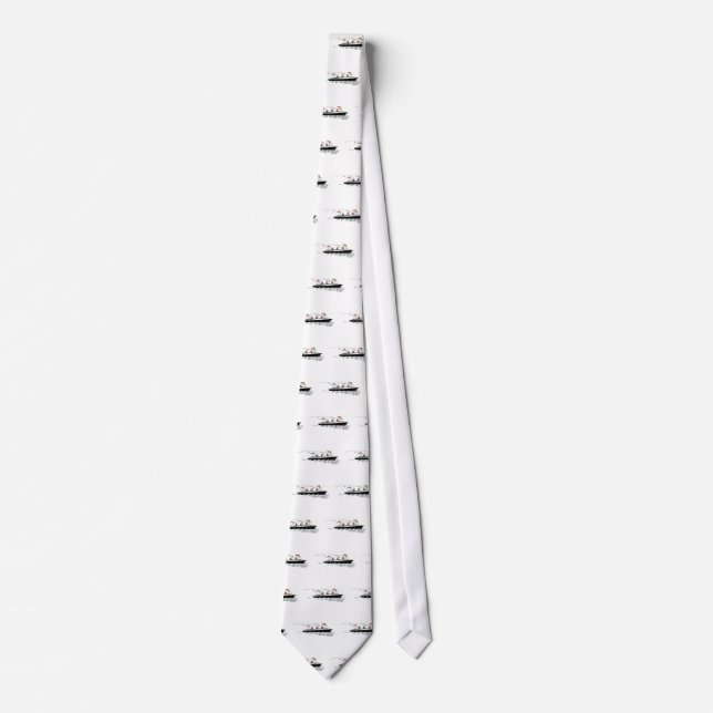 Ocean Liner at Sea Line Drawing Tie (Front)