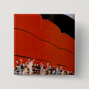 Ocean Liner Bon Voyage 2 Inch Square Button