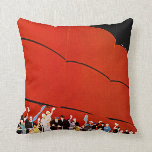 Ocean Liner Bon Voyage Throw Pillow
