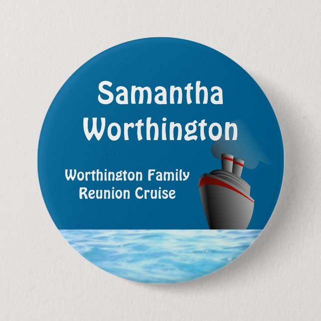 Ocean Liner Cruise Name Badge 3 Inch Round Button (Front)