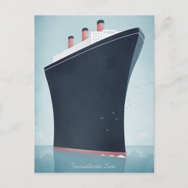 Ocean Liner Vintage Travel Poster - Art Postcard (Front)