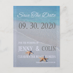 Ocean Love Beach Starfish Photo Save The Date Announcement Postcard