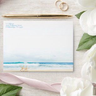 Ocean Love Beach Wedding Waves Starfish Envelope