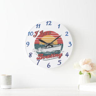 Ocean Love Boating Large Clock