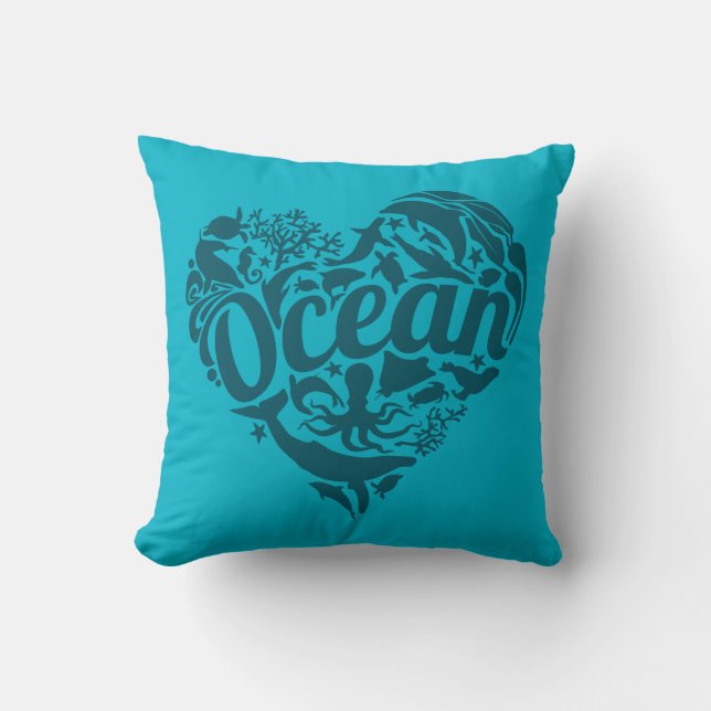 Ocean Love Throw Pillow (Front)
