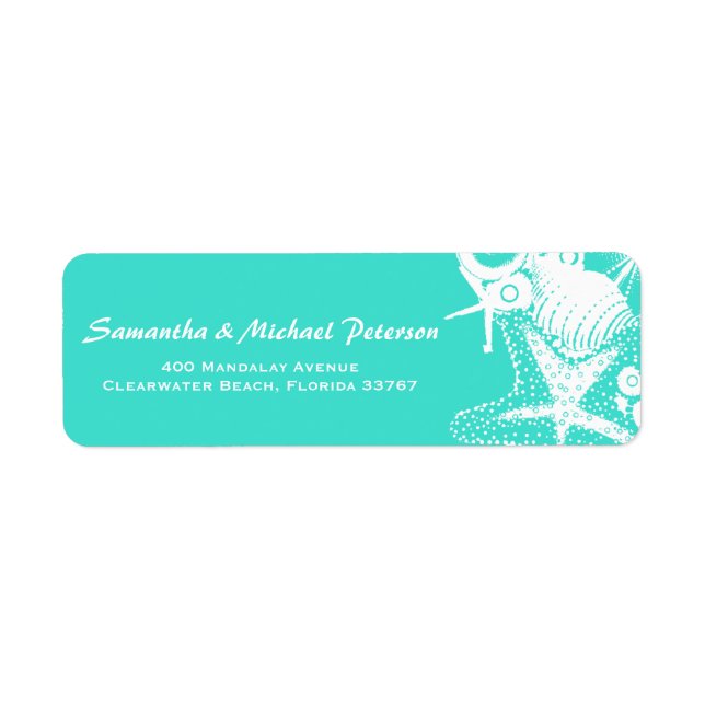 Ocean Love Turquoise Artsy Seashells Beach Mariage (Devant)