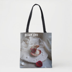 Ocean Love White Tote Bag – Seashell & Rose Coasta