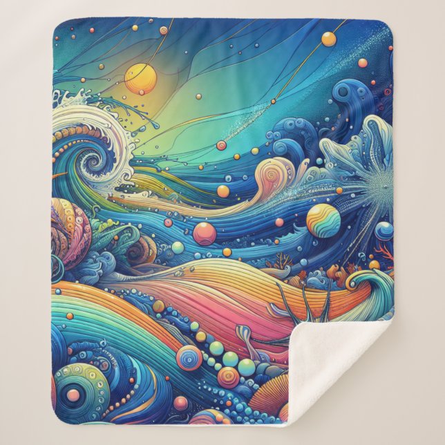 Ocean Lover Artistic Sherpa Blanket (Front)