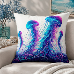 Océan Lumineux : Coussin de Jeté Inspiré de Méduse