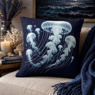 Océan Lumineux : Coussin de Jeté Inspiré de Méduse