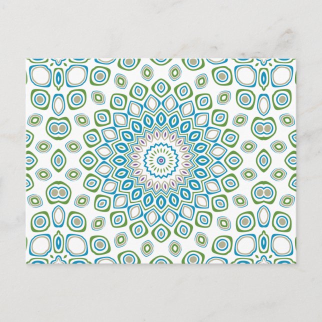 Ocean Mandala in Blue and Grey and White Postcard (Front)
