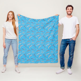 Ocean Marine Animals Dolphins Marlins Fleece Blanket