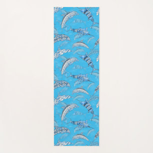 Ocean Marine Animals Dolphins Marlins Yoga Mat