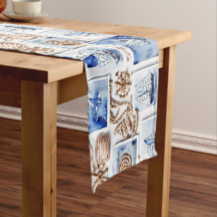Ocean Marine Theme Pattern Short Table Runner