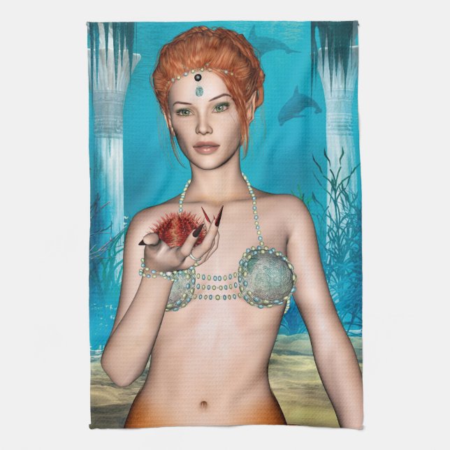 Ocean Mermaid Kitchen Towel (Vertical)